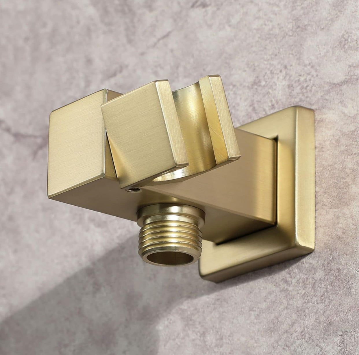 Square Outlet Elbow Shower Wall Mounted with Adjustable Handheld Shower Head Holder Brushed Gold finish