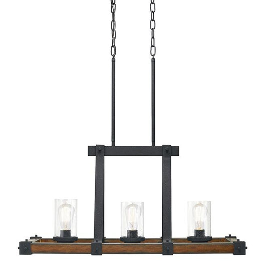 Kichler Barrington 3-Bulb Kitchen Island Faux-Wood and Black Metal Incandescent Light-
