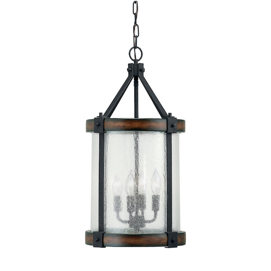 Barrington Wood and Black Metal 4-Light Pendant Light by Kichler-