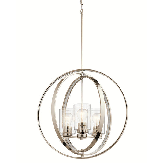 Kichler Lighting Angelica 3-Light Polished Nickel Clear Glass Pendant Light-