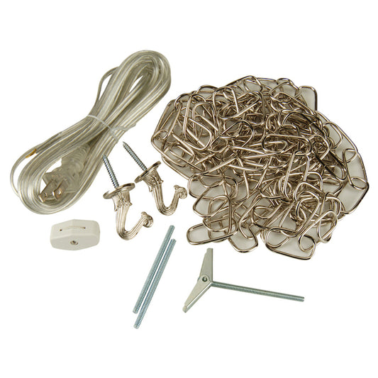 Portfolio 2-Hooks Nickel - Metal Swag Light Kit - Chain Included-