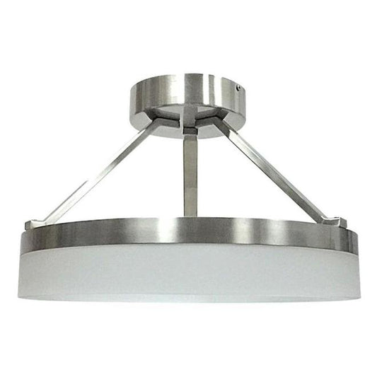 Semi-Flush Mount Ceiling Light - Integrated LED - 10-in x 11.95-in - Acrylic - Brushed Nickel-