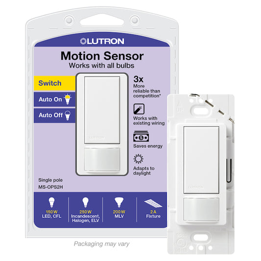Lutron Digital Sensor Switch Single Pole - Plastic 250 W - White-Each