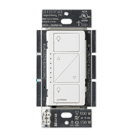 Lutron Caseta 3-Way 120V Single Pole Wireless White Plastic Dimmer - 2-in x 4.6-in x 0.25-in-Each