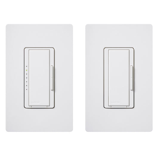 Lutron Maestro 150-Watt Single-Pole/3-Way White Light Dimmer Switch LED Compatible (1-Pack) Wall Plate Included-Each