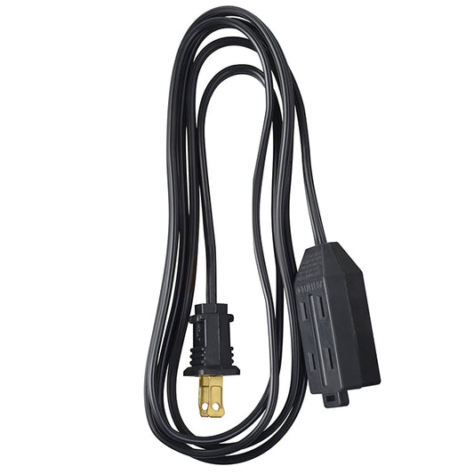 Interior Extension Cord - 3 Cube Tap - 2 m - Black-Each