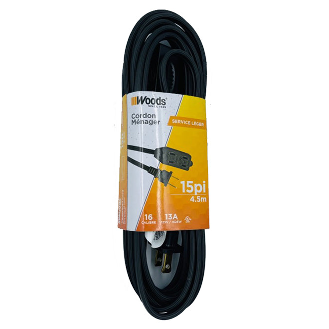 Woods 15-ft 2-Prong Indoor Light Duty General Extension Cord-Each
