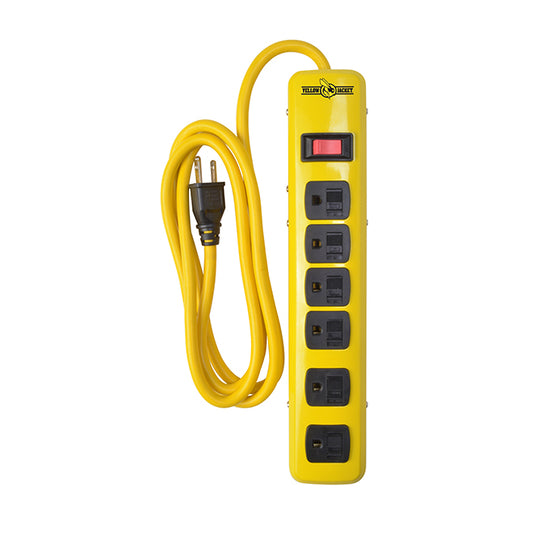 6-Outlet Power Bar with Surge Protection - 6' - Yellow-Each