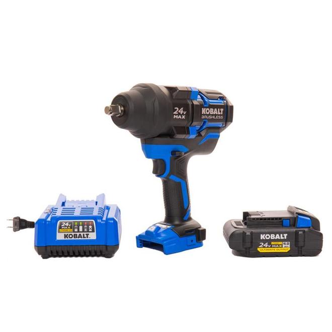 Kobalt 24-Volt Xtr Max Variable Speed Brushless 1/2-in Drive Cordless Impact Wrench with Battery - Each