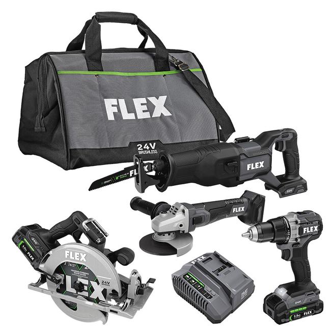 Flex 24-V Cordless 4-Cutting Tool and Circular Saw Set Soft-Bag, Charger and 2 Batteries included - Each