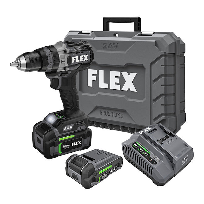 Flex 24-V 1/2-in Cordless Hammer Drill Kit - Variable Speed - 2 Batteries Included - Each