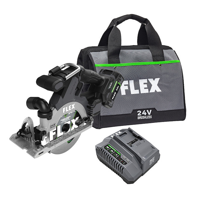 Flex 24-V Cordless Circular Saw Set - Charger, Battery and Bag Included - Brushless Motor - 6 1/2-in - Each