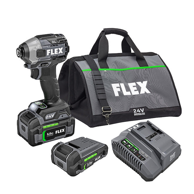 Flex 24-V Cordless Impact Driver Kit - Brushless Motor - Variable Speed - Each