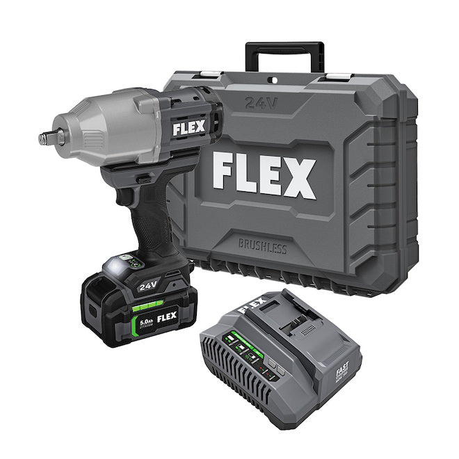 Flex 24-V Cordless Impact Wrench Kit - Brushless Motor - 1/2-in - Each