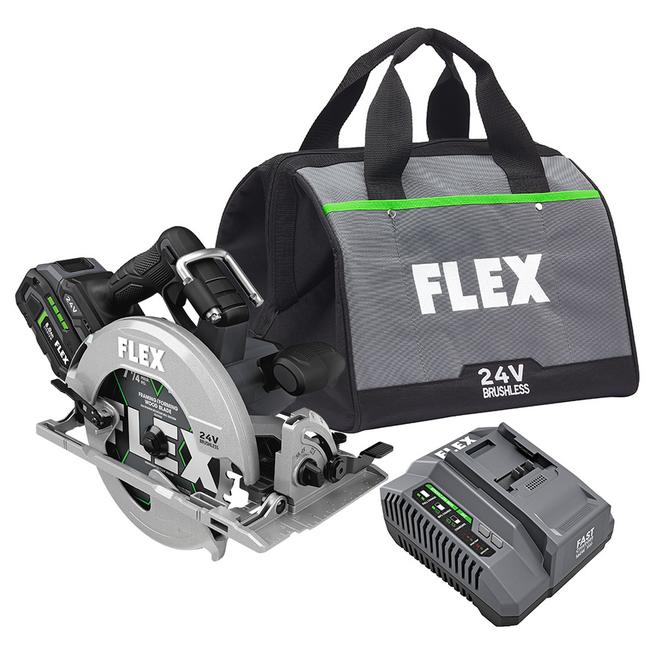 Flex 24-V 7 1/4-in Cordless Circular Saw Integrated LED Light Battery, Charger and Carrying Bag Included - Each