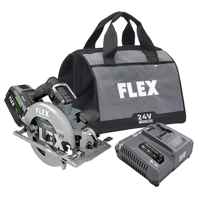 FLEX 24 V 7 1/4-in Cordless Brushless Circular Saw Set (Includes Charger, Stacked Lithium Battery and Tool) - Each