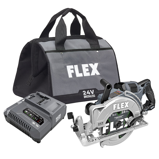 FLEX 24 V 7 1/4-in Cordless Brushless Rear-Handle Circular Saw Set (Includes Charger, Stacked Lithium Battery and Tool) - Each