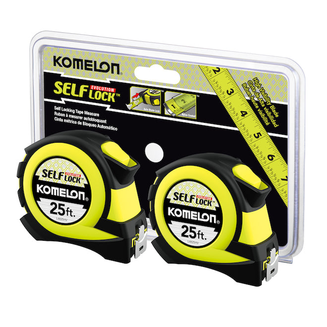 Komelon Self Lock Evolution Measuring Tape - 25-ft - 2-Pack - Each