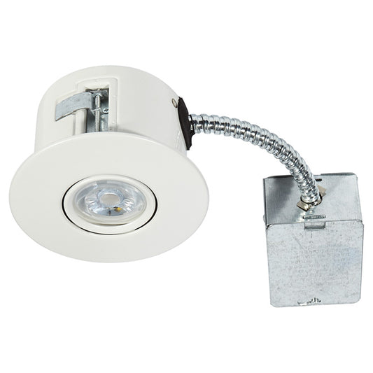 Bazz Omni-Directional Recessed Light with Flex Arm - 7-Watt LED - Matte White Trim Kit - Friction Clip Installation-