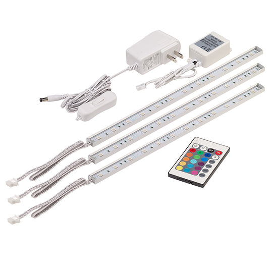 Bazz Plug-in Linear Under-Cabinet Lights - LED - 12-inch - 3-Pack - Colour Changing-