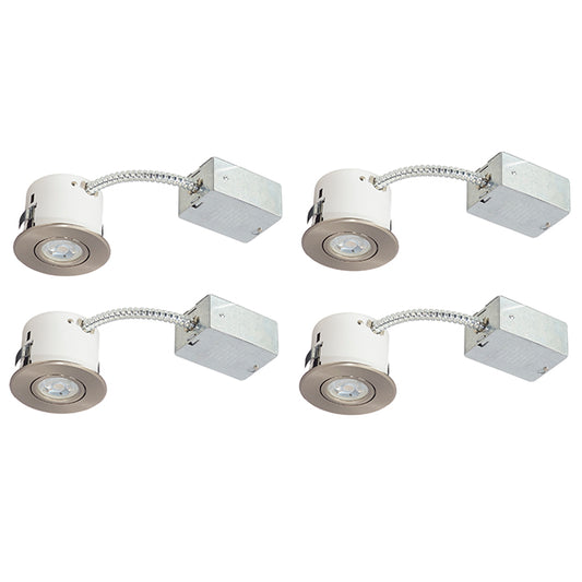 Recessed Lights - 7W LED - 3 3/8" - Brushed Steel - 4/Pk-