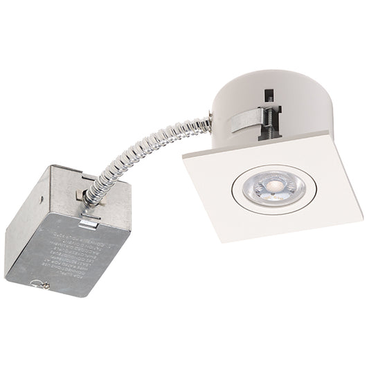 Bazz Flex3 Ceiling Light - Recessed Retrofit - Downlight for Bedrooms - 7-Watt Integrated LED - Square Matte White Trim-