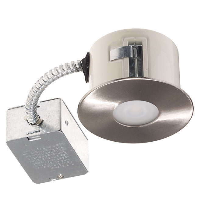 Bazz Recessed Shower Light - 7-Watt LED - Brushed Steel - Insulated Ceiling Rated - Brightness equal to 60W - Halogen-