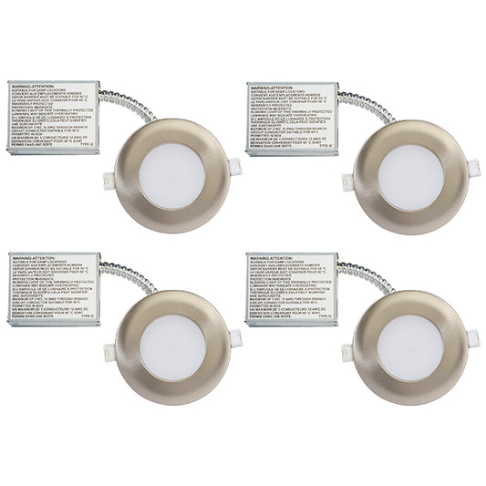 BAZZ Recessed Light Kit - Dimmable - 3.88-in - Brushed Chrome - 4-Pack-