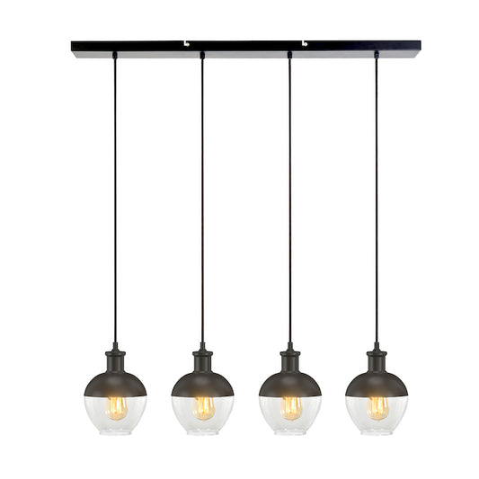 Bazz Pendant Lights u 4 Clear Glass Globes - Black-