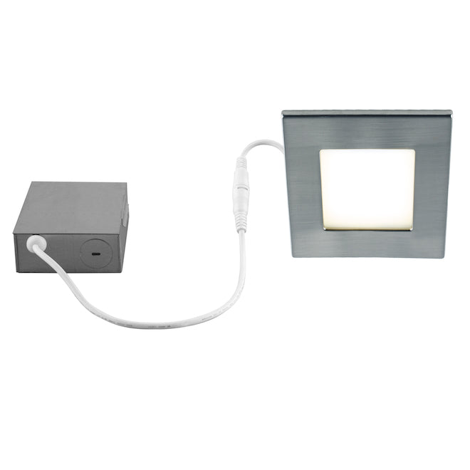 Bazz 4 1/4-in Dimmable LED Recessed Disk Downlight - Square - Brushed Chrome-