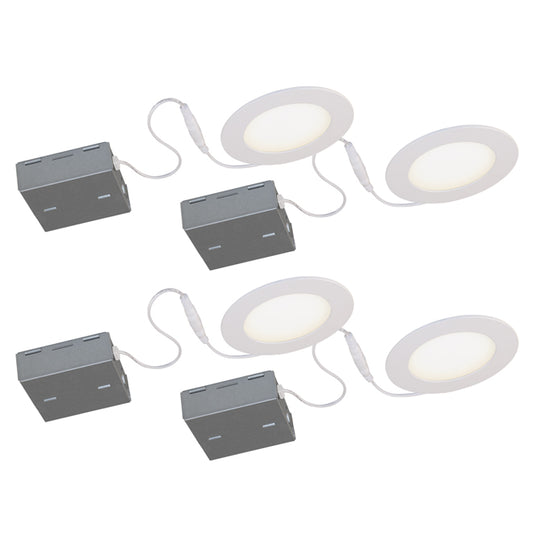 Bazz 4 1/4-in Matte White Disk Recessed LED Light Fixture 4-Pack - 11 W - 750 lumens - 4000 K-