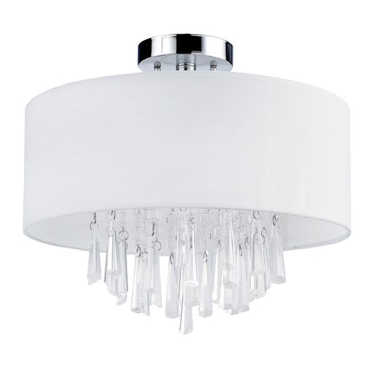 Canarm Naples Polished Chrome Fabric Shade Ceiling Flush-Mount-
