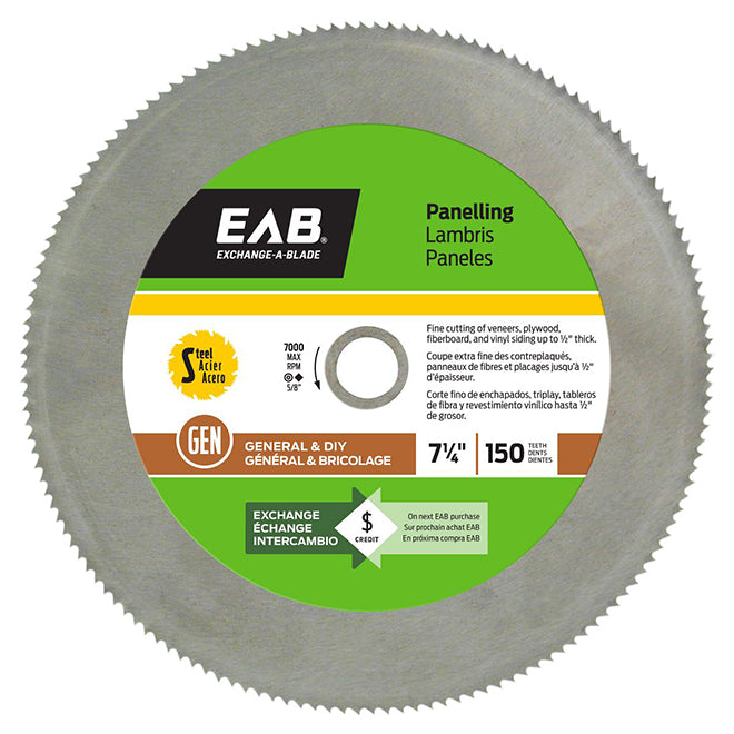 EAB Tool Steel Saw Blade for Panelling - 7 1/4" x 150 Teeth - Exchangeable - Each