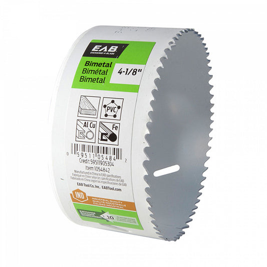 EAB Industrial Bi-Metal Hole Saw - 4 1/8-in dia - 4 to 6-TPI - 1 5/8-in Cutting Depth - White - Each