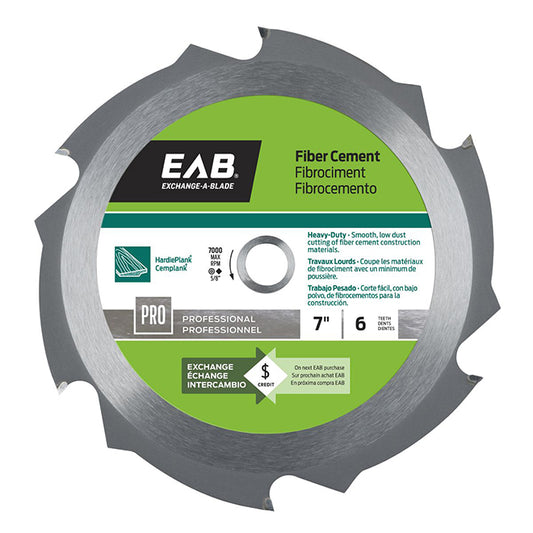 EAB Cement Circular Saw Blade - Carbide-tipped - 7 1/4-in Dia - 6 Tooth - Each