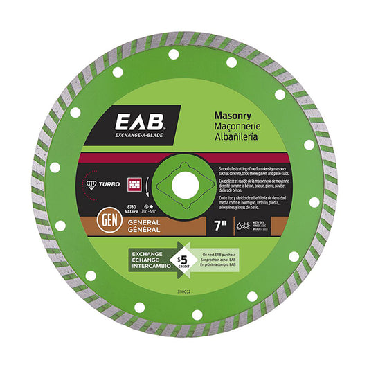 EAB Green Turbo Diamond Circular Saw Blade - 7-in Dia - 5/8-7/8-in Arbour - Each