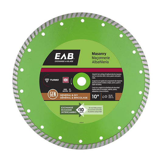 EAB Green Turbo Diamond Circular Saw Blade - 10-in Dia - 5/8-7/8-in Arbour - Each