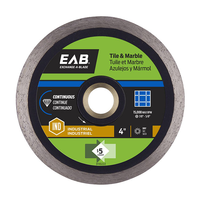 EAB Continuous Diamond Blade for Tile and Marble - Contractor Series - 4-in dia - Each