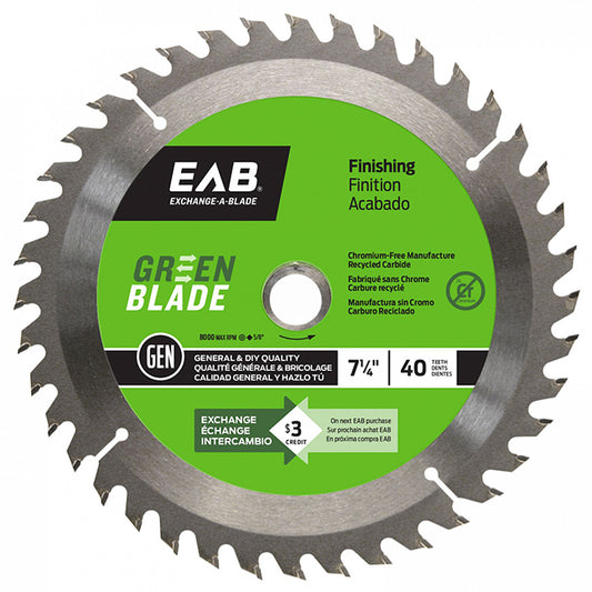 EAB Green Carbide Saw Blade - Recyclable Exchangeable - 7 1/4-in dia - Each