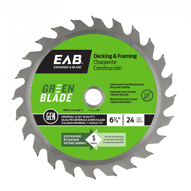 EAB Green Blade 6 1/2-in Framing Saw Blade - 5/8-in DKO Arbour - 24-TPI - ATB Teeth - Carbide-Tipped - Each