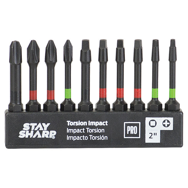 EAB 10-Piece Industrial Torsion Impact Screwdriver Bit Set - Recyclable S2 Spring Steel - 1/4-in Hex Shank - Assorted - Each