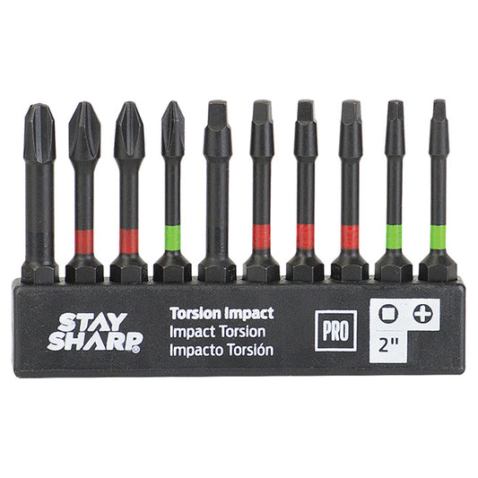 EAB 10-Piece Industrial Torsion Impact Screwdriver Bit Set - Recyclable S2 Spring Steel - 1/4-in Hex Shank - Assorted - Each