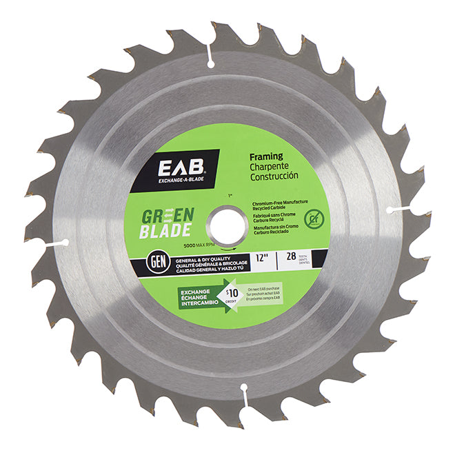 EAB Cross Cutting Saw Blade - Circular Shape - Carbide - Plywood Utilization - 28 Teeth - Each