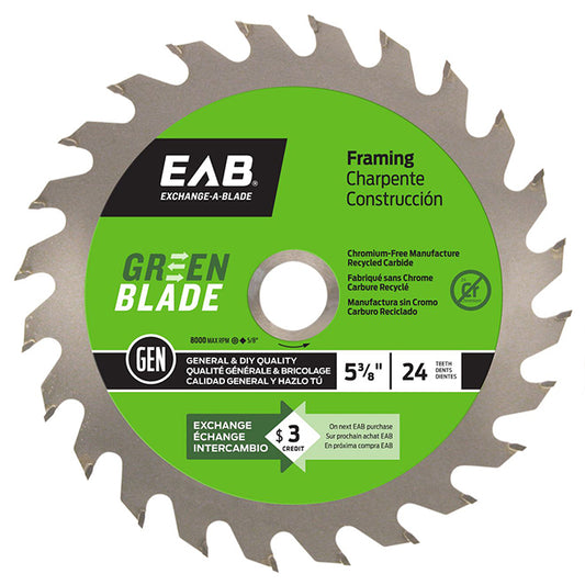 EAB Finishing Saw Blade - Circular Shape - Carbide - Lumber Utilization - 24 Teeth - Each