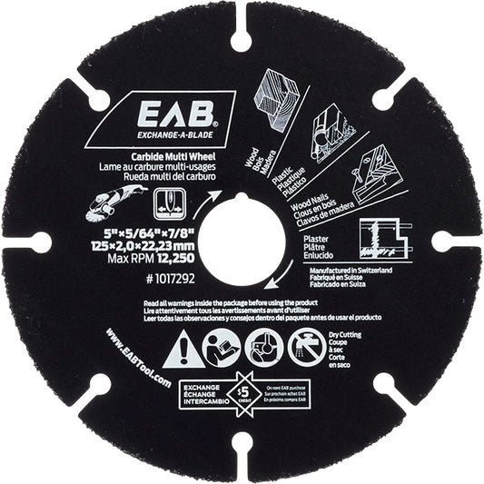 EAB Exchangeable Multi-Wheel Saw Blade - 5-in Dia - 7/8-in Arbor - Tungsten Carbide Grit - Each