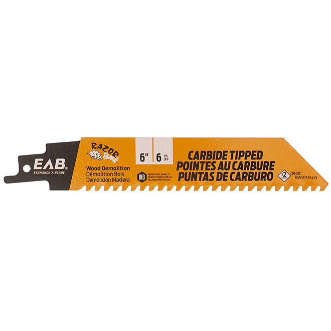 Exchange-A-Blade Exchangeable Industrial Reciprocating Blade - 6-in Dia - 6 TPI - Carbide-Tipped - Each