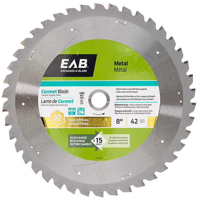 EAB Cermet Industrial Saw Blade - Alloy Steel - 8-in Dia - 42 Tooth - Each