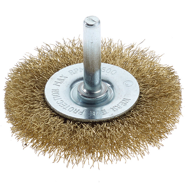 EAB Wire Wheel Brush - Brass Coated Steel - Crimped - 1 Per Pack - 2 1/2-in Dia - Each