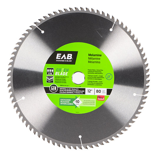 EAB Green Series Extra-Fine Finishing Saw Blade - Carbide - 12-in Dia - 80 Tooth - Each