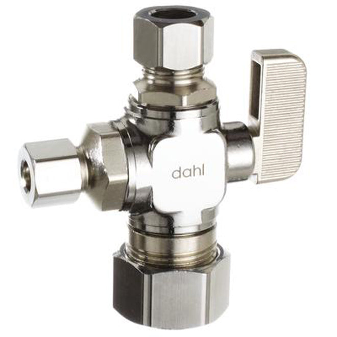 Dual Outlet Straight Valve - 1/2" x 3/8" x 3/8" OD - Each